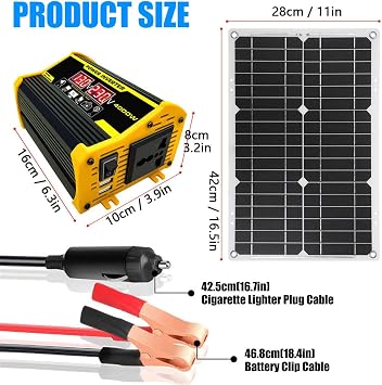 400W Solar Panel Kit with Inverter, 18W Solar Panel and 30A Controller, Off Grid Solar System Complete Kit, Automatic Voltage Conversion, Off-Grid Living Black-220V