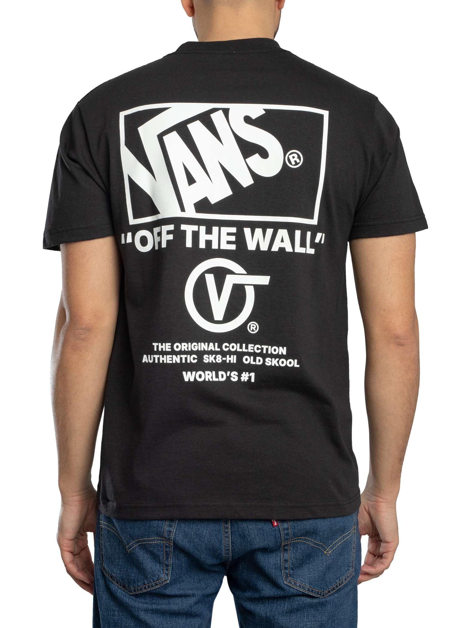 Vans Herren T-Shirt Mit Gestapeltem Rückenmotiv, Black/White