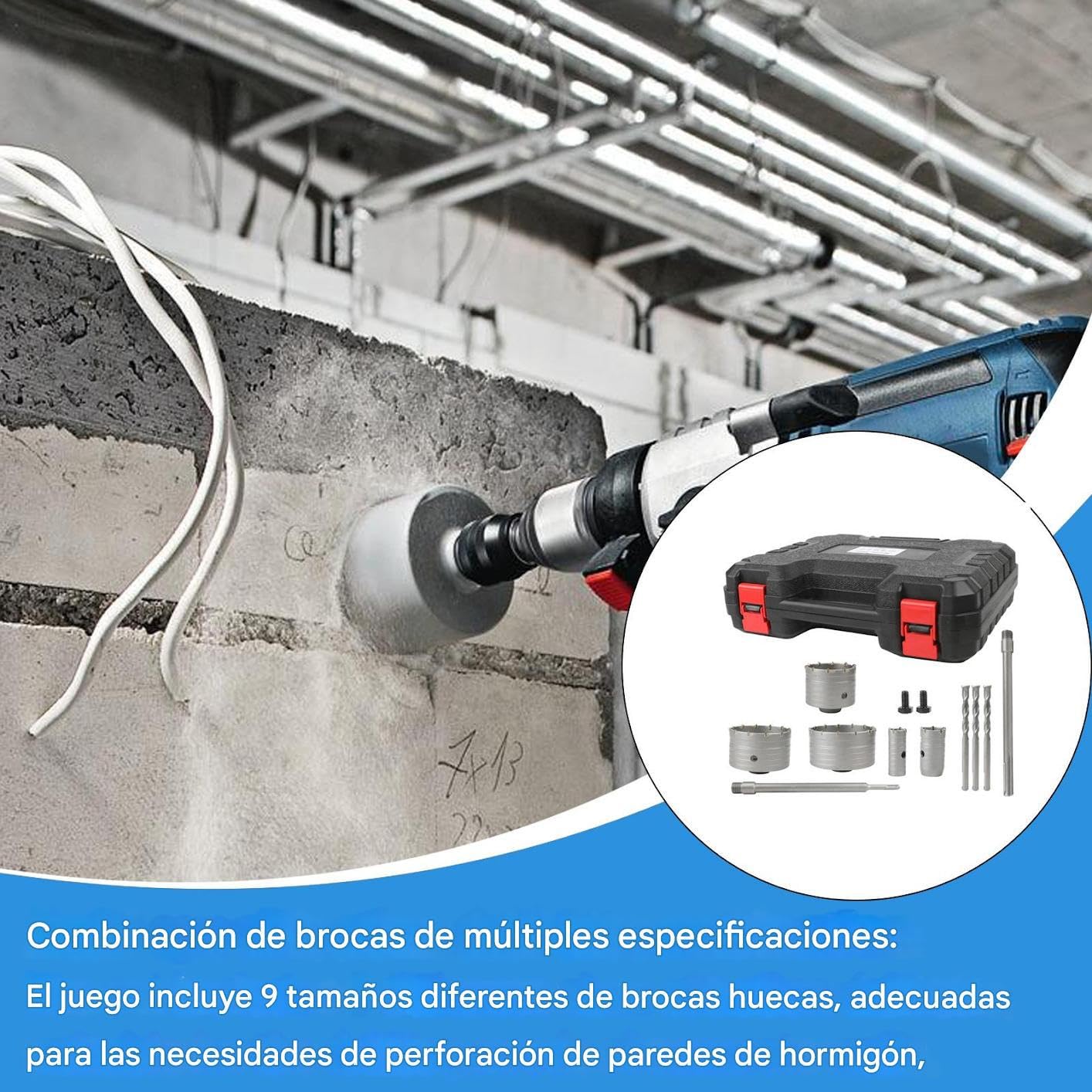 Kit Seghe A Per Legno Utensile Da Taglio Metalli Stabile E Resistente | Punta a per Fori su Calcestruzzo e Set Foratura Per Fai Da Te, Idraulica, Elettrica
