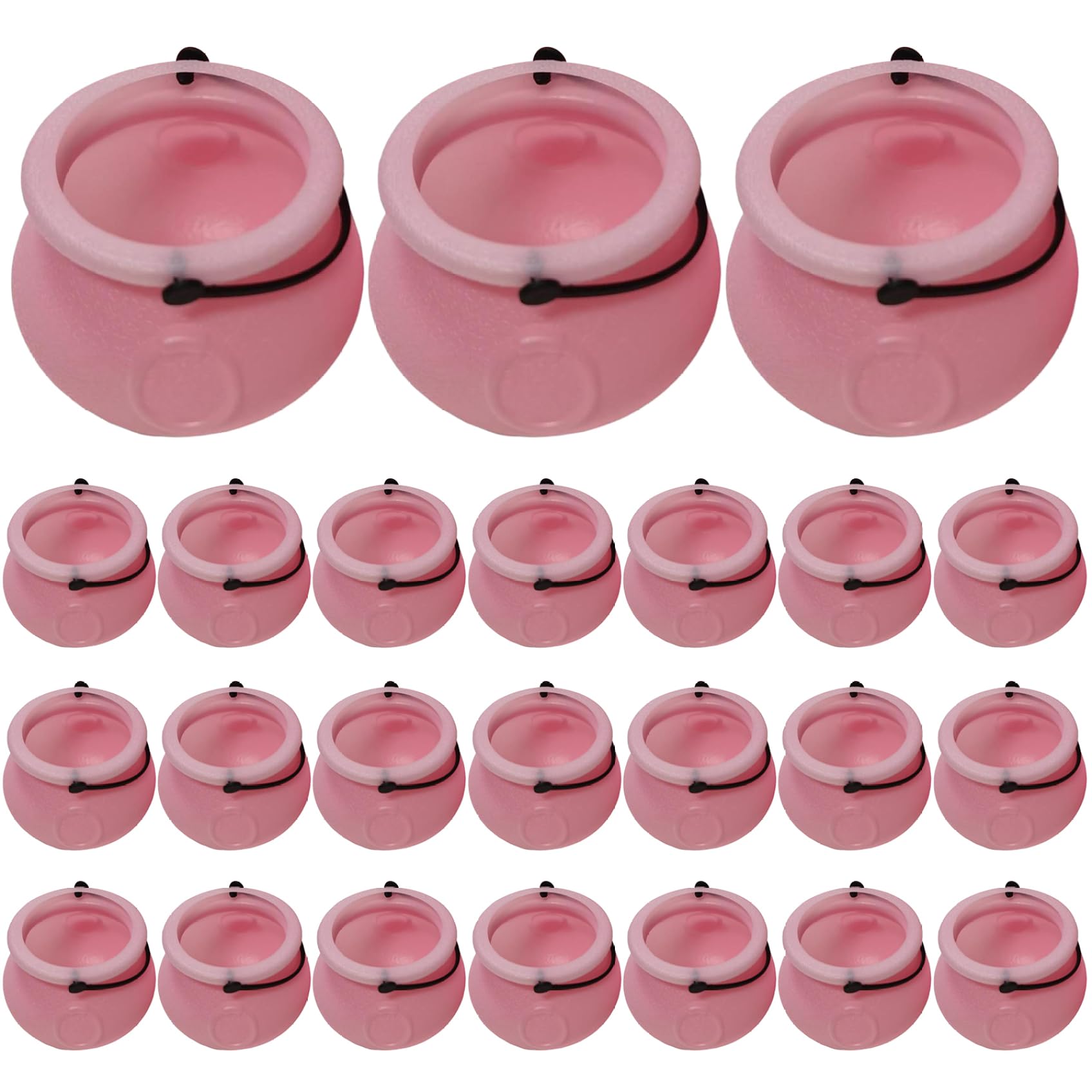 Monwssoe Halloween Decor, Halloween Cauldron 24PCS 2.8x2.2 Mini Cauldron Plastic Witches Multi-purposed Pot with Handle for Wizard Theme Party Favor Decor