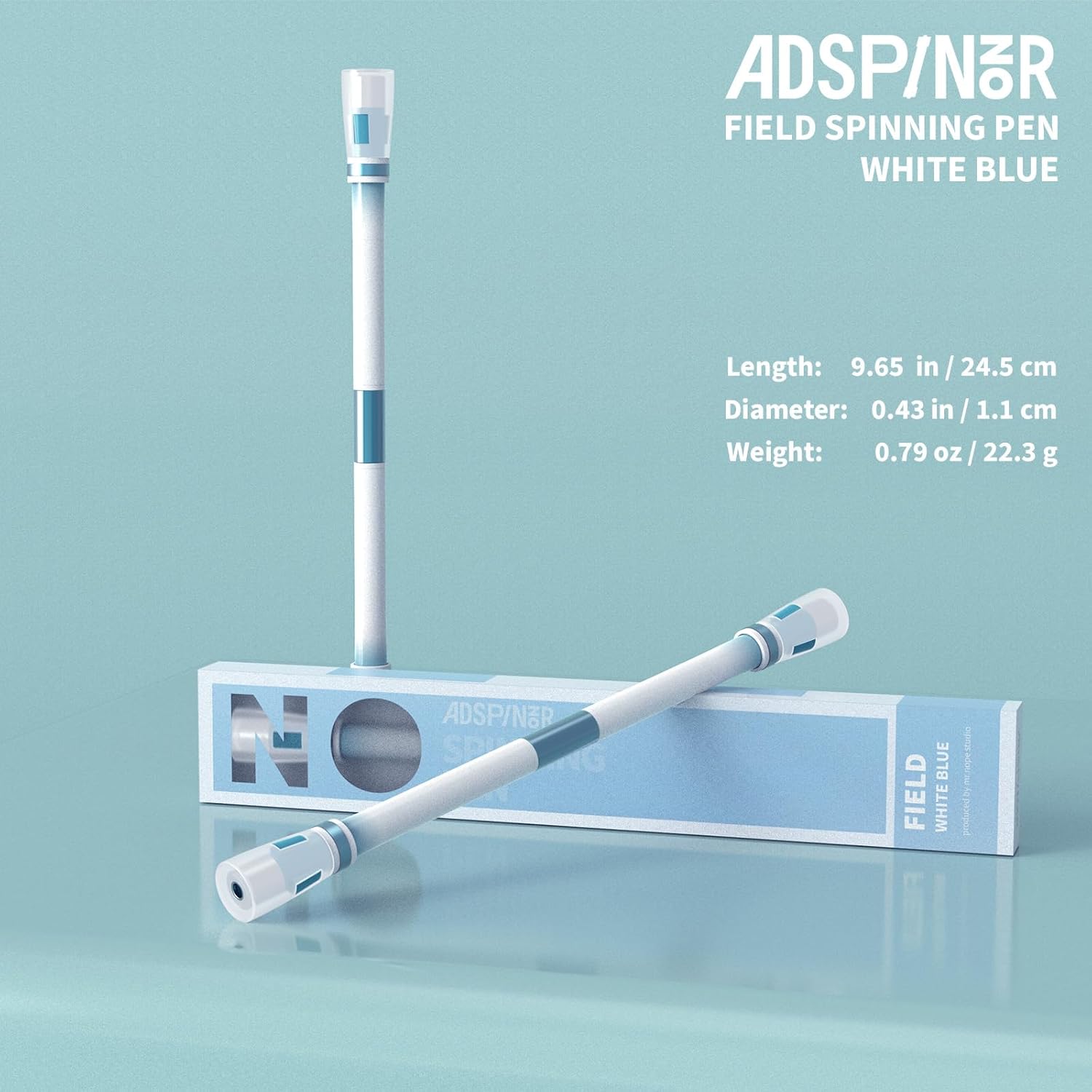 Spinning Pen - Gradient Field White-Blue, Rolling Finger Rotating Pen for Beginners, Gaming Trick Pen Mod, Smooth Rolling Trick Pen Ideal for Learning Pen Spinning, Stress Relief for Teens