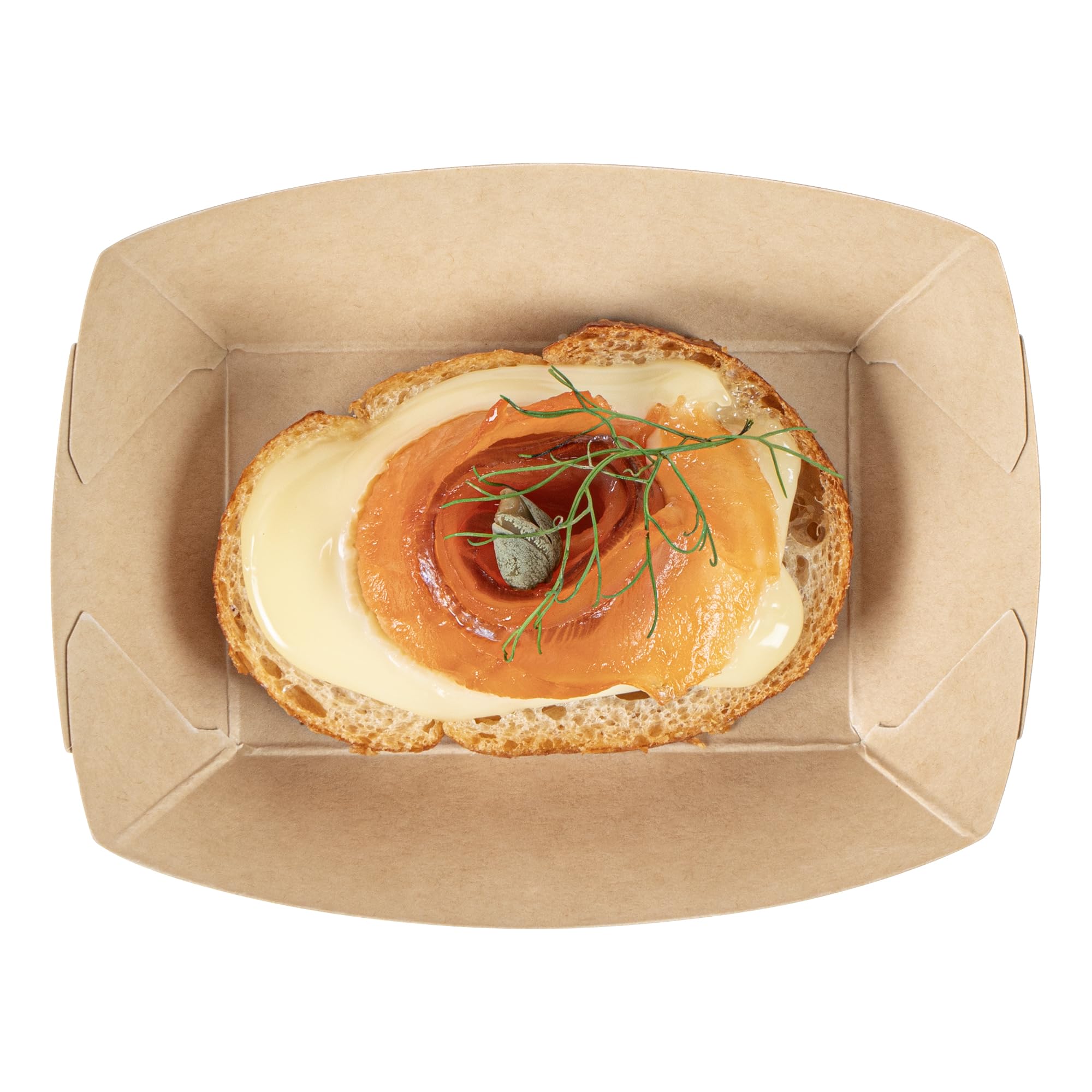 Restaurantware -Sustain - Barcos desechables de comida de 4 onzas, 50 bandejas de papel resistentes para alimentos, con forro de ácido poliláctico, compostables, bandejas de servir de papel de bambú