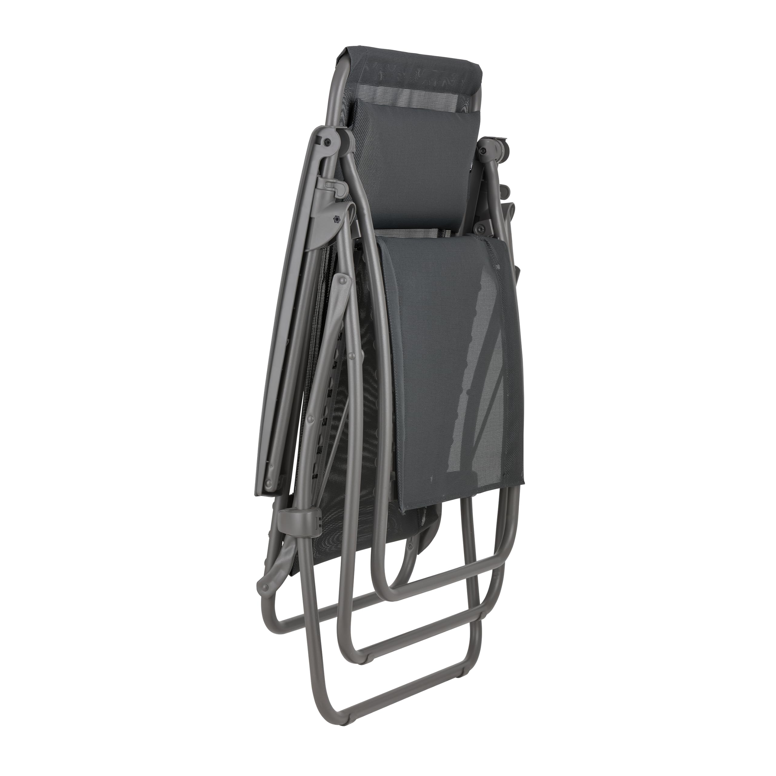 Lafuma Mobilier - R Clip PL AMZ - Silla Relax Gravedad Cero – Silla Reclinable Plegable Multiposición para Terraza, Jardín y Balcón - Fabricado en Francia - Castaño Beige/Titanio