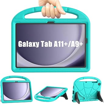 Kids Case for Samsung Galaxy Tab A11+ Plus/A9+ Plus Case for Kids 11 Inch 2025/2024 Release,Lainergie Lightweight Shockproof Kids Friendly Cover with Handle Stand for Samsung A11+/A9+, Turquoise
