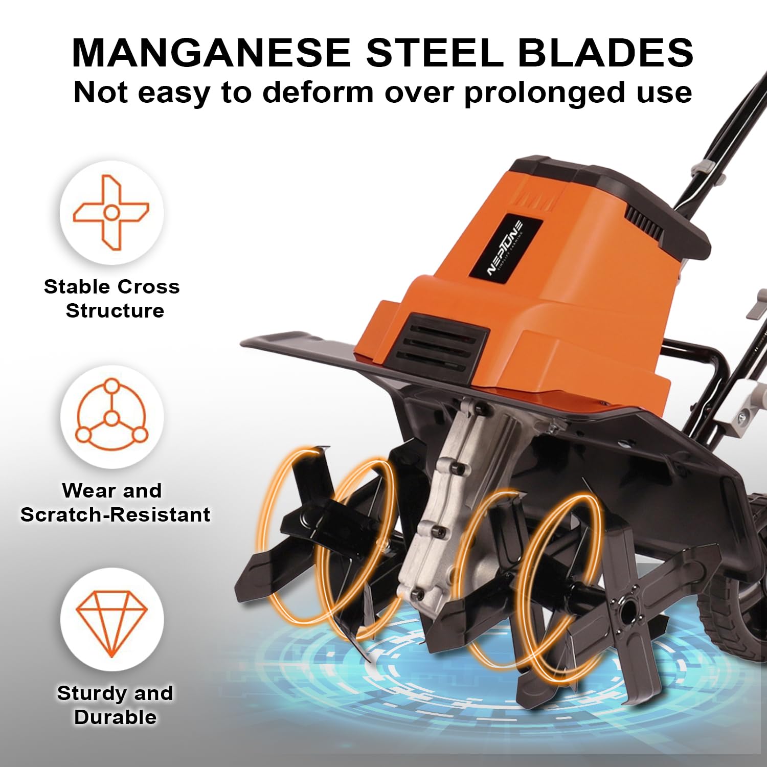 Neptune Simplify Farming NC-41 Electric Mini Portable Tiller | 1500 Watts, Working Width 32-45CM, Depth 22CM | Cultivator, Weeder, Rotavator | Ideal for Soil Loosening and Digging - Image 2 thumbnail