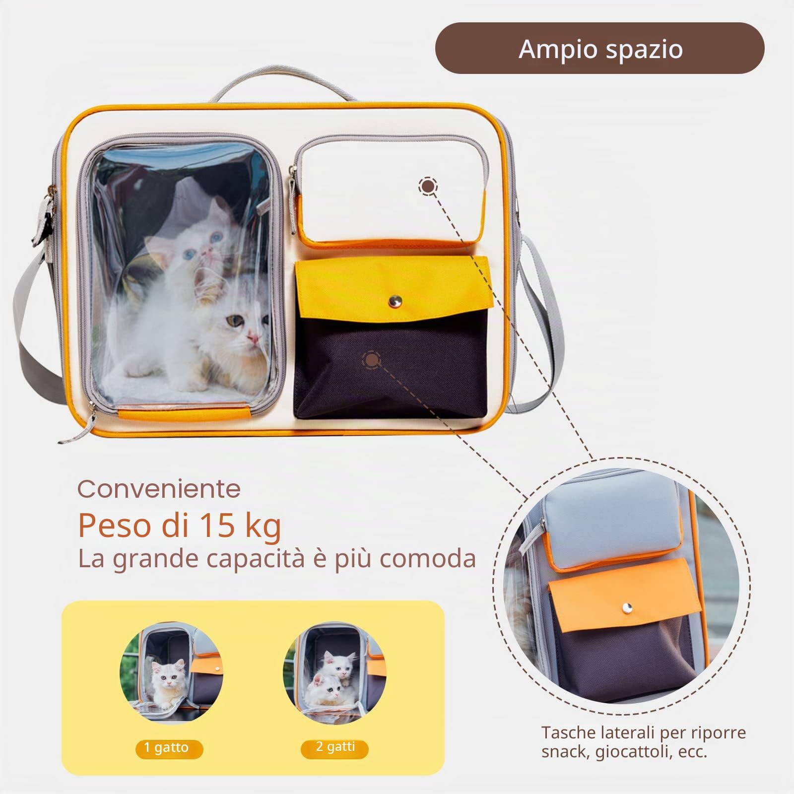 PETCUTE Zaino per Cani,Fino a 15 kg,Zaino Per Animali Domestici con Materasso Rimovibile,Traspirante,Durevole,Trasportino per Cani e Gatti con Spallacci Regolabili,Per Viaggi, Escursioni