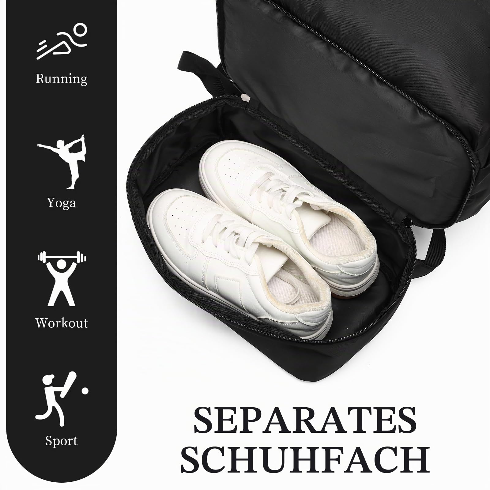 seyfocnia Turnrucksack für Herren, wasserdichter Reiserucksack mit Schuhfach, leichter Sport-Turnbeutel, Schwarz, 22 Inches, Für Reisen