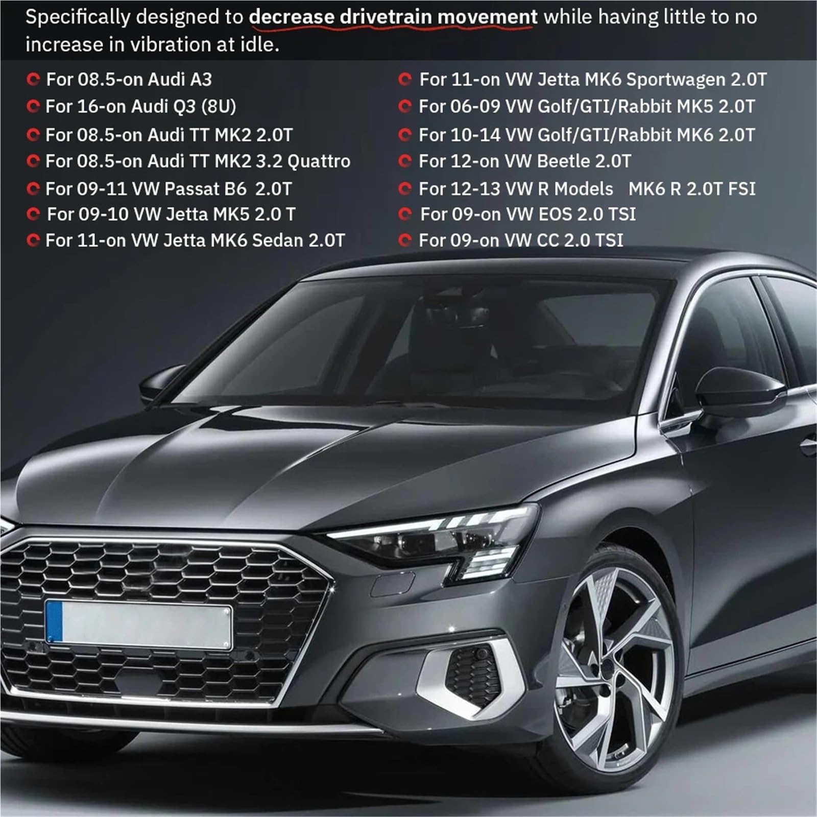 Mocowania silnika samochodowego Zestaw montażowy do ramienia reakcyjnego silnika pasuje do VW Golf GTI Passat Tiguan EOS pasuje do Audi A3 Q3 2.0TSI WLR-EMI01