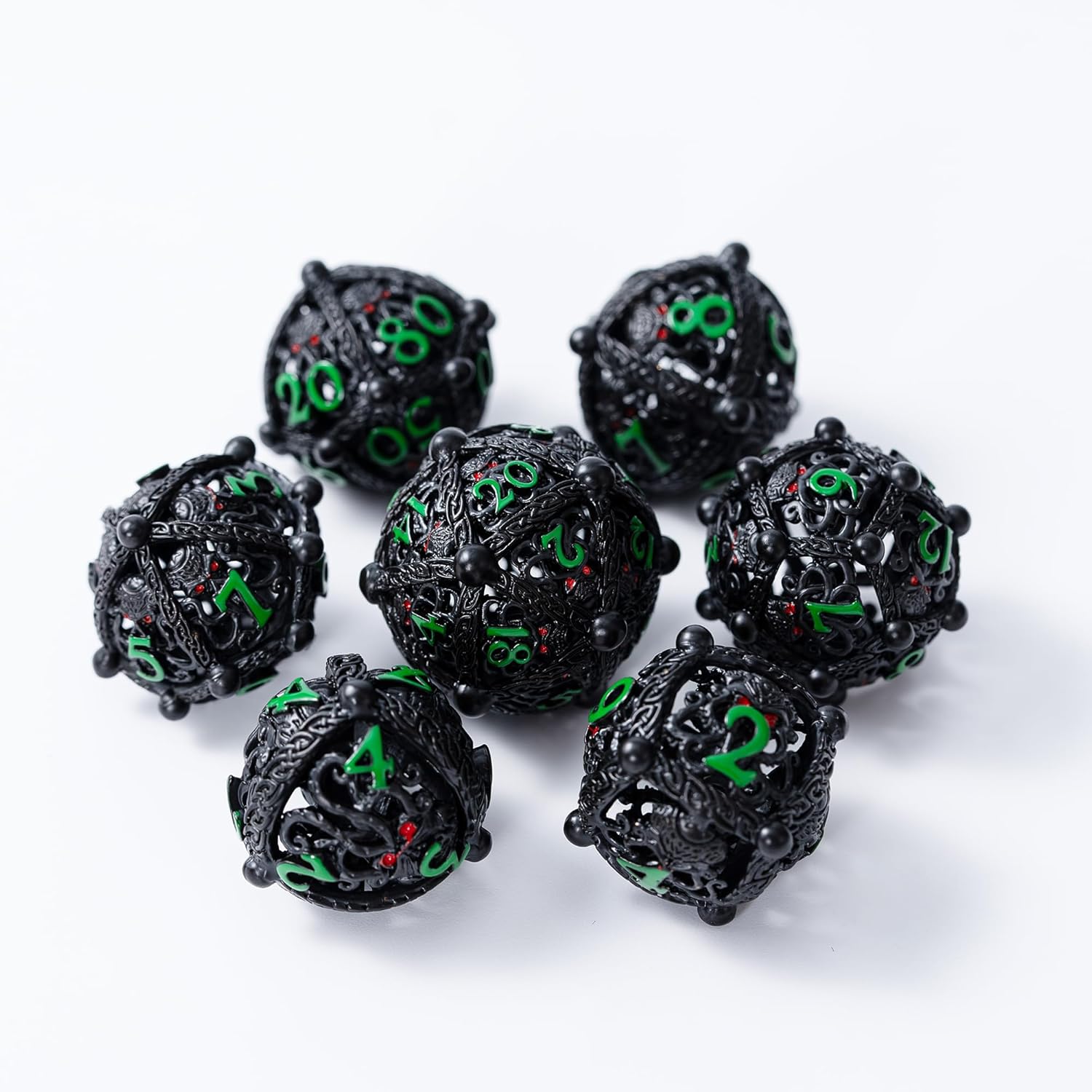 Metal Dice Set for DND - Unique Round Hollow Orb Cthulhu Design for Better Rolling - Dice Set for Dungeons and Dragons