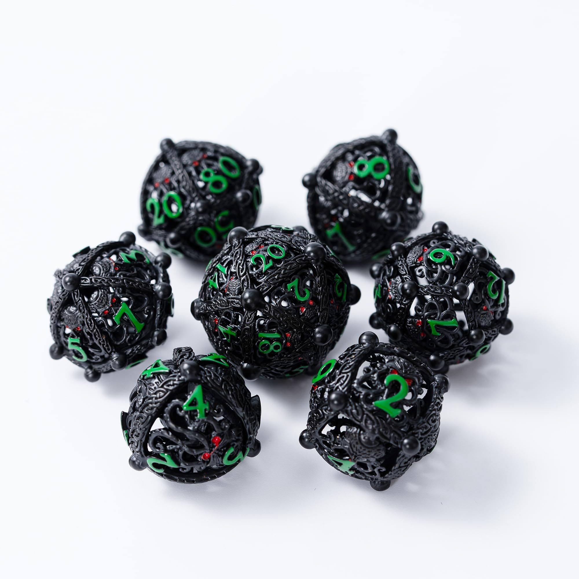 Metal Dice Set for DND - Unique Round Hollow Orb Cthulhu Design for Better Rolling - Dice Set for Dungeons and Dragons