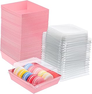 MAGICLULU 50 Pcs Boxes Dessert Box Bread Box Sandwich Paper Boxes Pastry Muffins Containers Paper Charcuterie Boxes Mini Cupcake Container Cookie Boxes Square Plastic Macaron Box