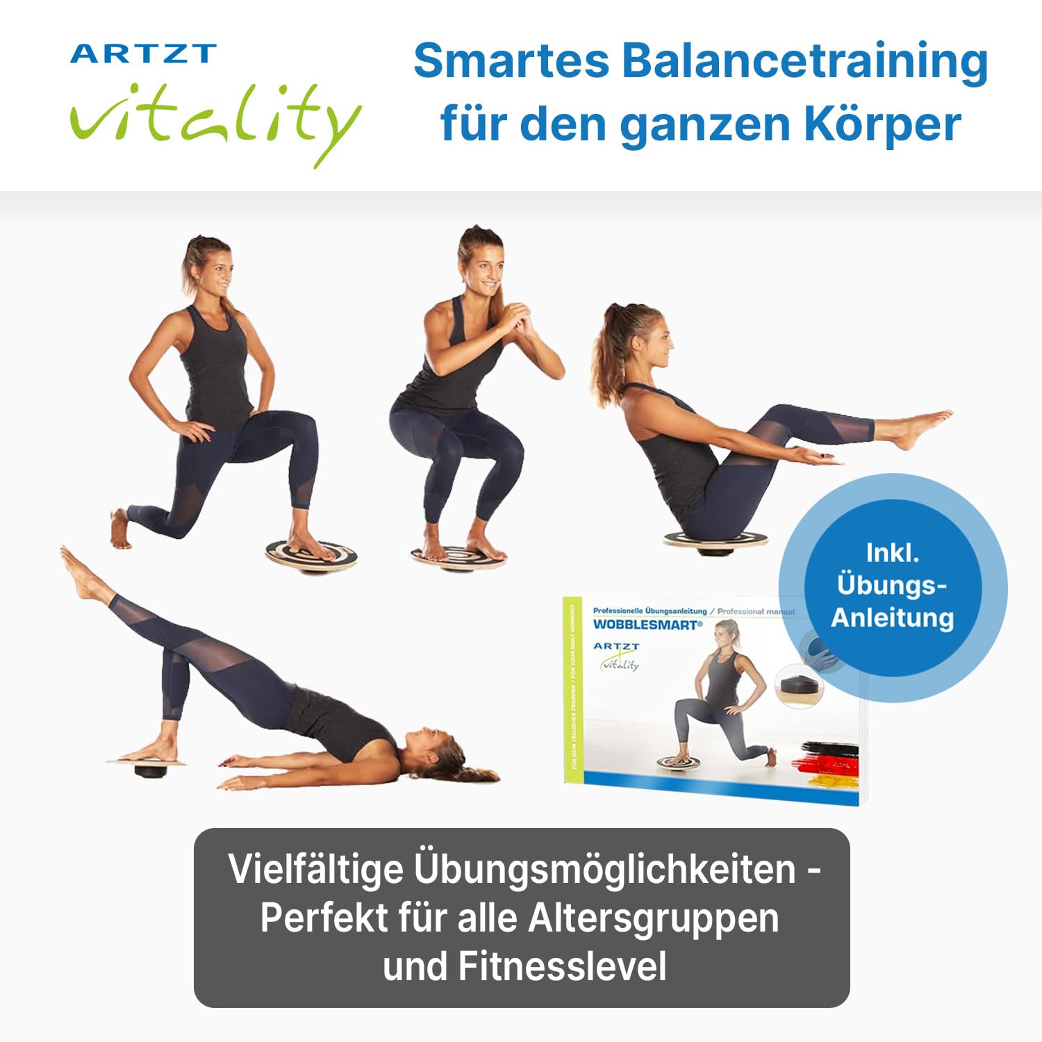 Wobblesmart Therapiekreisel | Verstellbare Schwierigkeitsstufen | Ideal für Rehabilitation, Prävention und Leistungstraining | Max. 120 kg Belastbarkeit | 24 Monate Garantie