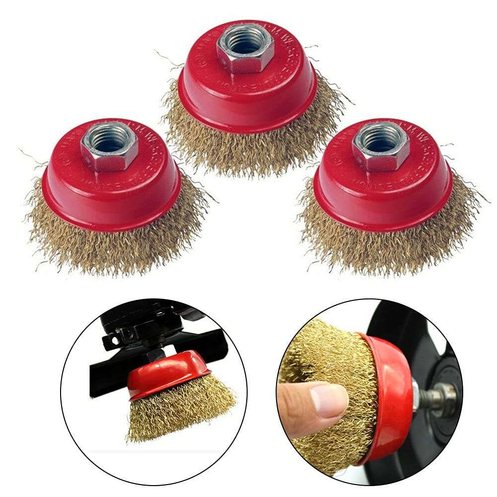 Szczotka druciana T-Shaped Brass Wire Brushes, for Drills Set,Polishing Metal Removing Paint Workshop Coated Steel