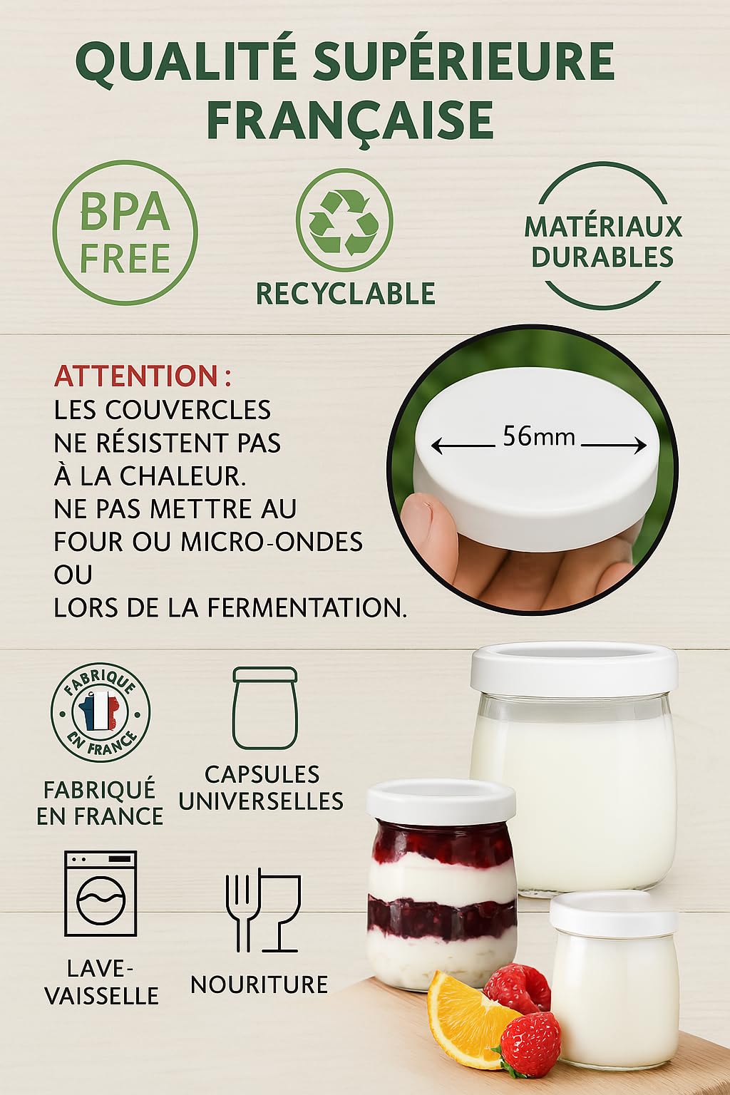 15 Couvercles Pots Yaourt La Laitière - Hermétiques Sans BPA - Fabriqués En France - SPECIAL-DAY
