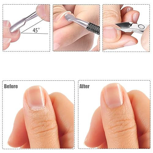 Miniatura 25 de Cortador de Cutículas con Empuja Cutícula, Profesional, Acero Inoxidable, Removedor de Cutícula, Cortador, Duradero, Manicura y Pedicura