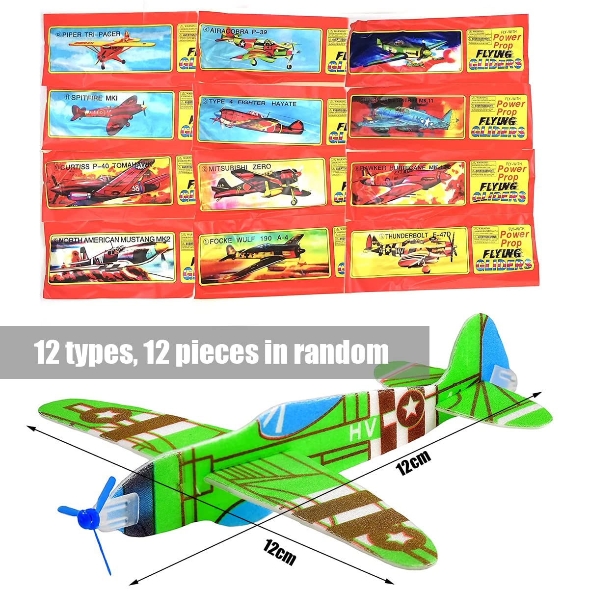 12 Aviones Planeadores De Poliestireno Para Niños – Juguetes Al Aire Libre, Regalo Para Cumpleaños Y Bolsas De Escuela