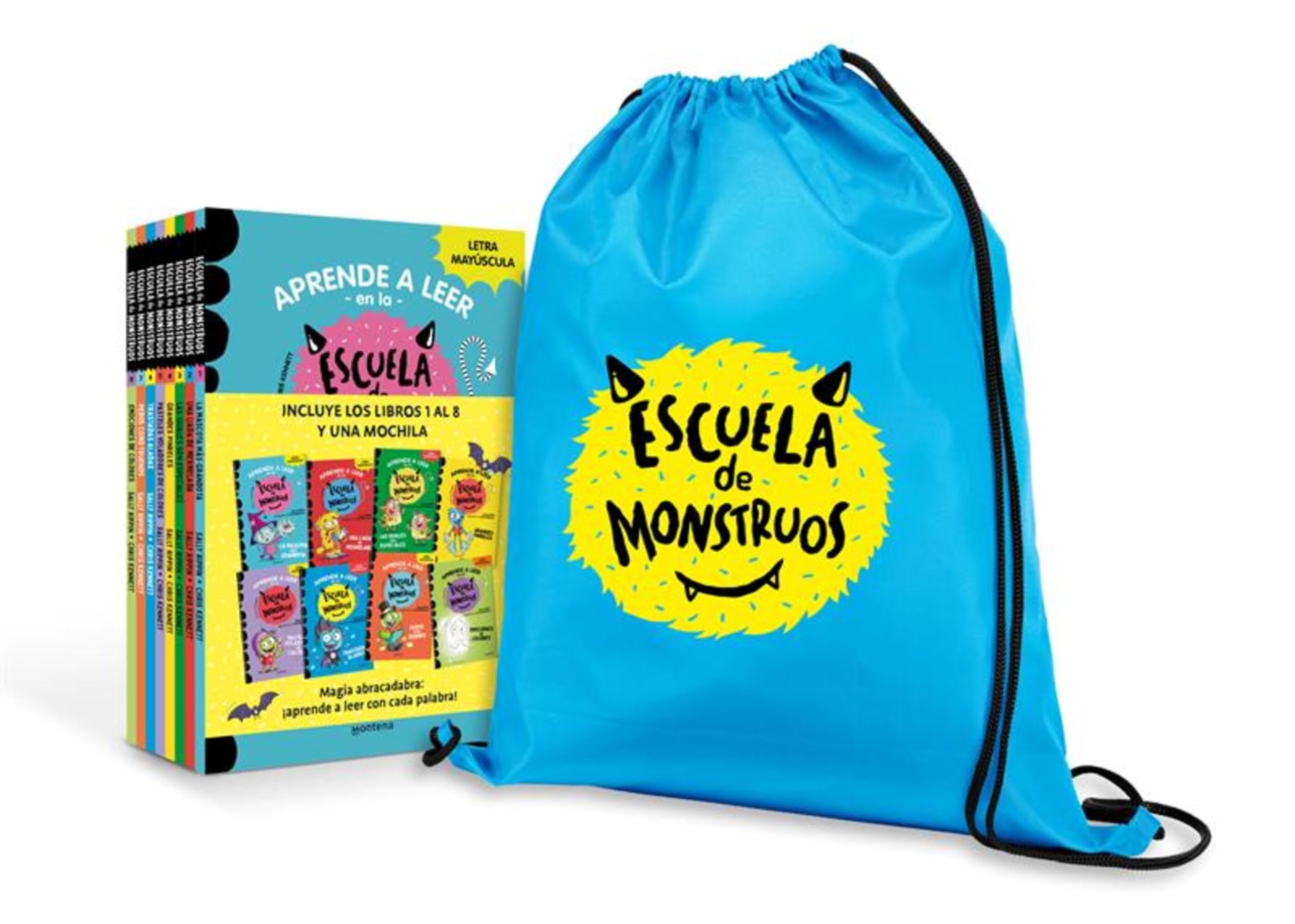 Aprender a leer en la Escuela de Monstruos - Pack con los libros 1-8 (¡incluye un regalo!): En letra MAYÚSCULA (libros para niños a partir de 5 años) (Montena)