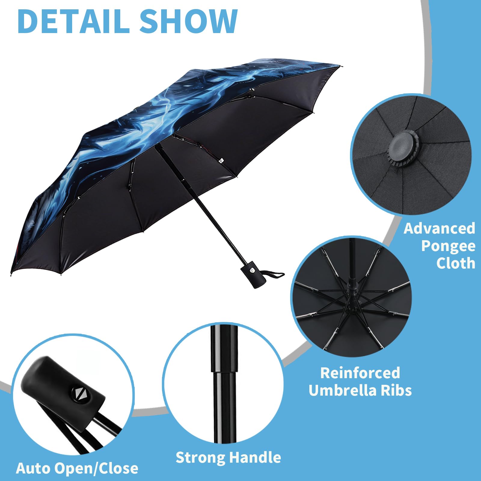 MAYJOYDIY Paraguas plegable automático, resistente al viento, 107 cm, apertura y cierre, paraguas compacto para mujer, hombre, protección solar para lluvia