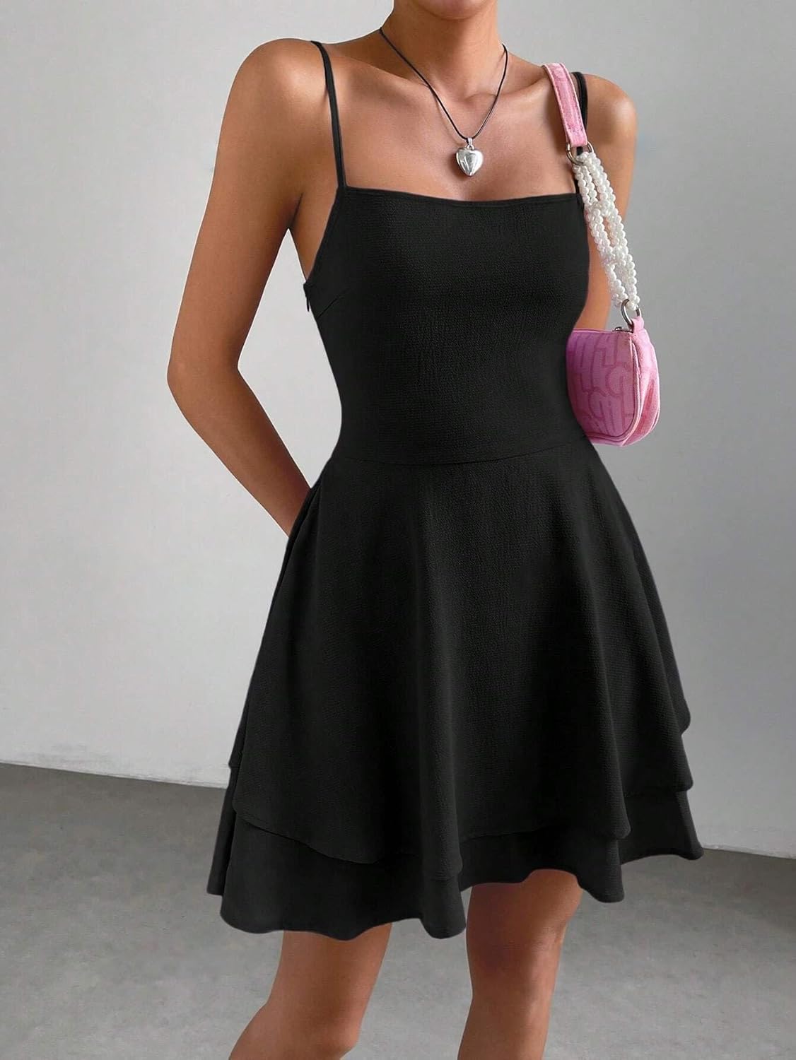 Dress for Women Sexy Backless Mini Prom, Square Neck Spaghetti Strap High Waist Tie Elegant Party Dress - Image 2