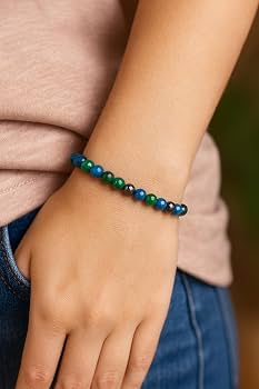Bracelet Perles Malachite Du Congo, Citrine Et Agate Verte 8mm - Fabriqué En France, Neuf Avec étiquettes
