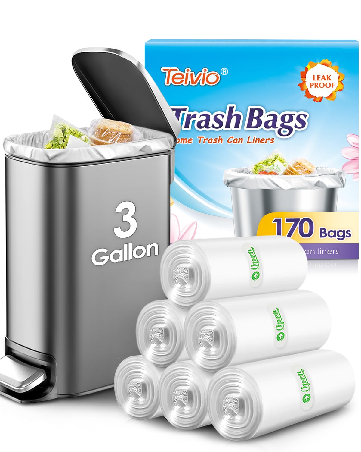 3 Gallon 170 Counts Small Trash Bags 3 Gallon 3 1 Gallon 3 2 Gallon fit 10 liter