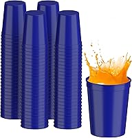 Vista 1 de PartyPrints Paquete de 100 vasos de plástico en blanco reutilizables de 16 onzas, color azul real, vasos para estadios a granel, libres de BPA