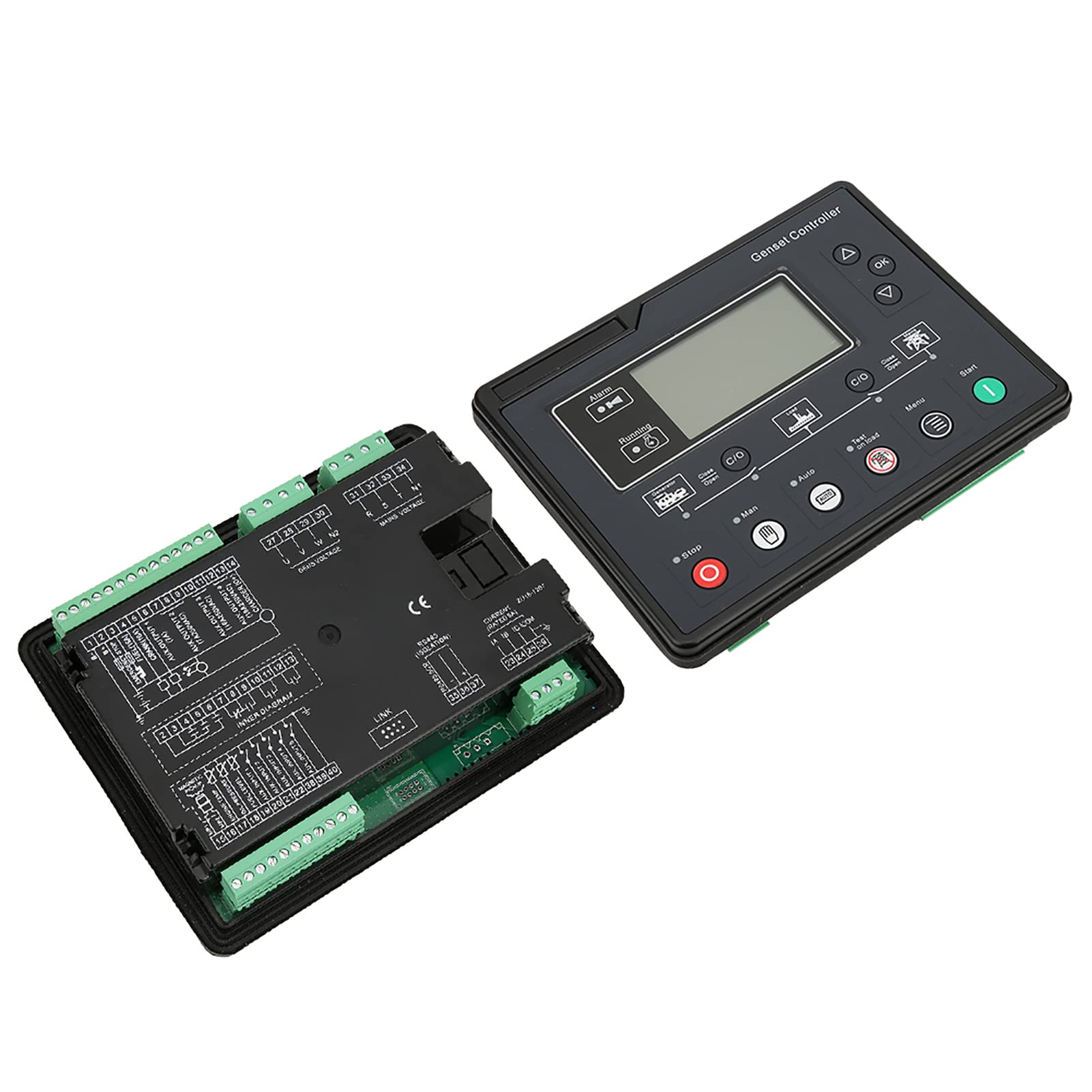 Fafeicy Controlador de Grupo Electrógeno HQM6120U Detección de Protección de Parada de Arranque Automático 0.5V-70V con Pantalla LCD para Sistemas Trifásicos de 4 Cables