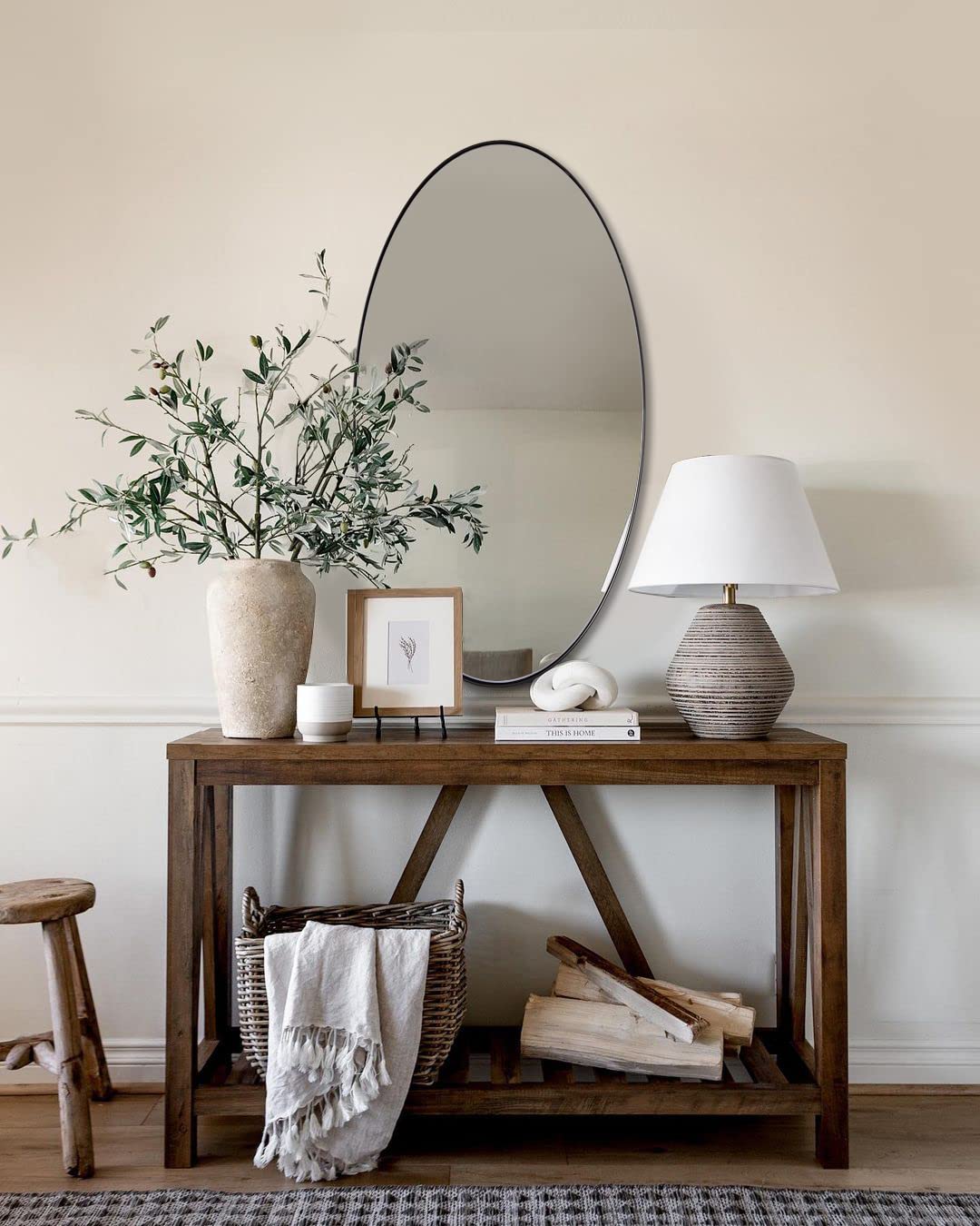 ANDY STAR Black Oval Bathroom Mirror, Oval Black Matte Mirror for Bathroom 24x40 Inch, Metal