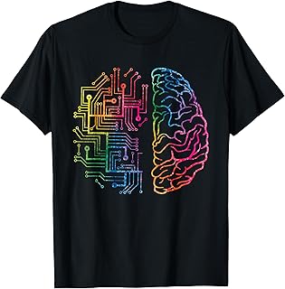 Brain Chip AI T-Shirt | Informatik, Künstliche Intelligenz | Unisex-Erwachsene, Schwarz, S
