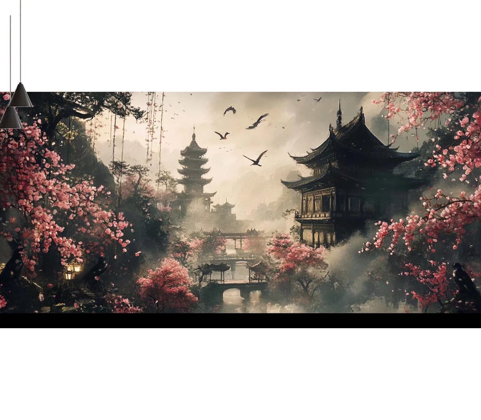 Dipingere con i Numeri per Adulti Bambini, Paint by Numbers con Pennelli Pittura a Pigmento Acrilico, Fai Da Te con Kit, Decora la casa Regalo (Senza Cornice)- Giappone,paesaggio 90x260cm V-562
