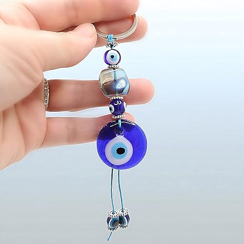 Miniatura 2 de Llavero de piedra mística contra el mal de ojo, amuletos de buena suerte, adorno de ojo malvado para llavero de coche