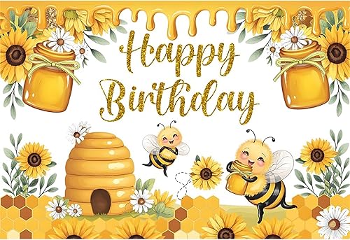 dnldliq 7x5ft Bee Birthday Party Decorations Birthday Backdrop Kids Sweet One Th