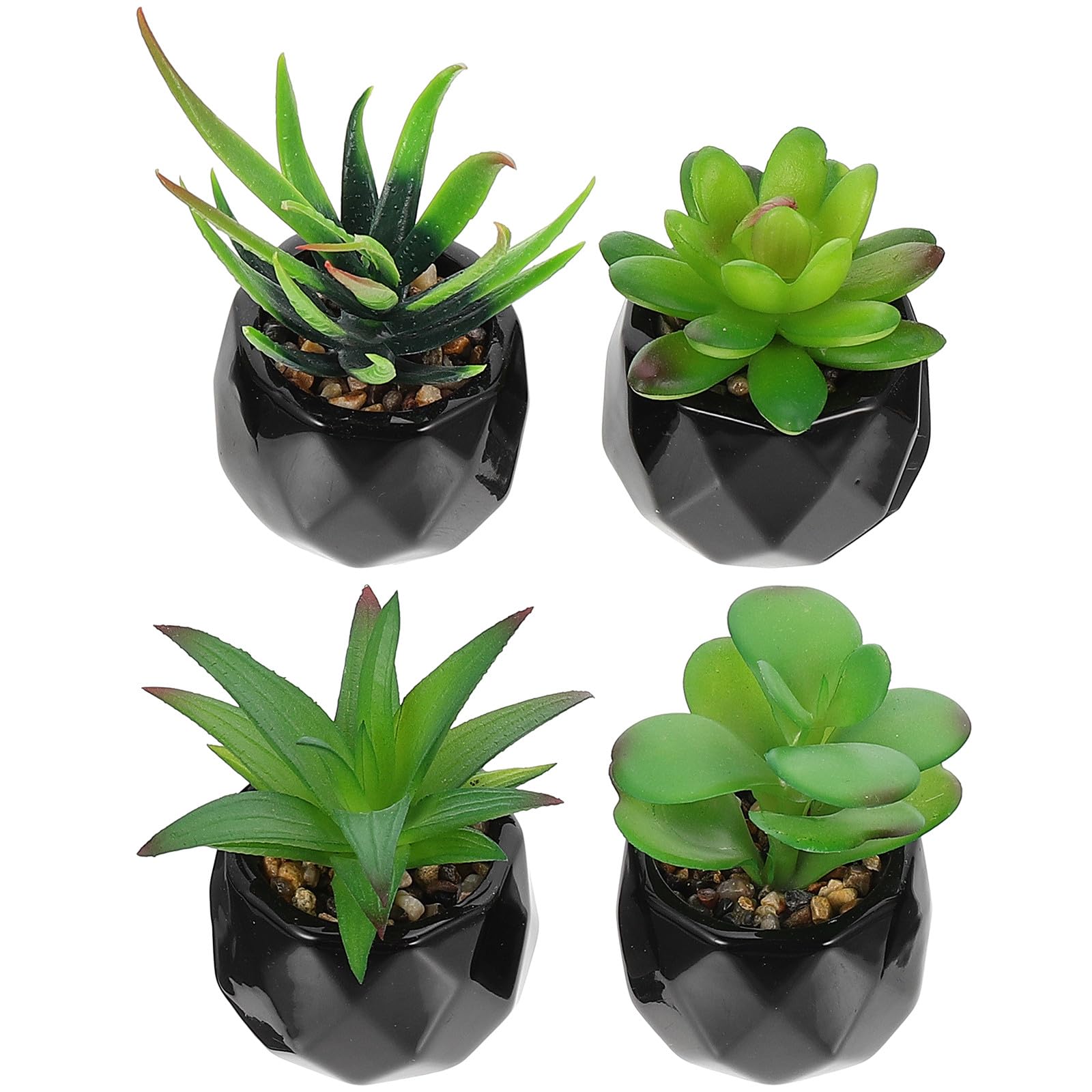 4pièces Lot de Plantes Succulentes Artificielles Céramique Simulées avec Pot Décoration Intérieure Naturelle Entretien pour Salon Bureau Chambre