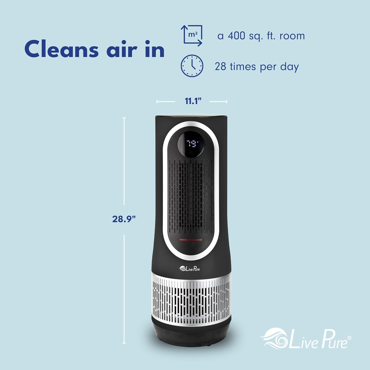 Person removing or installing a filter in the LivePure air purifier