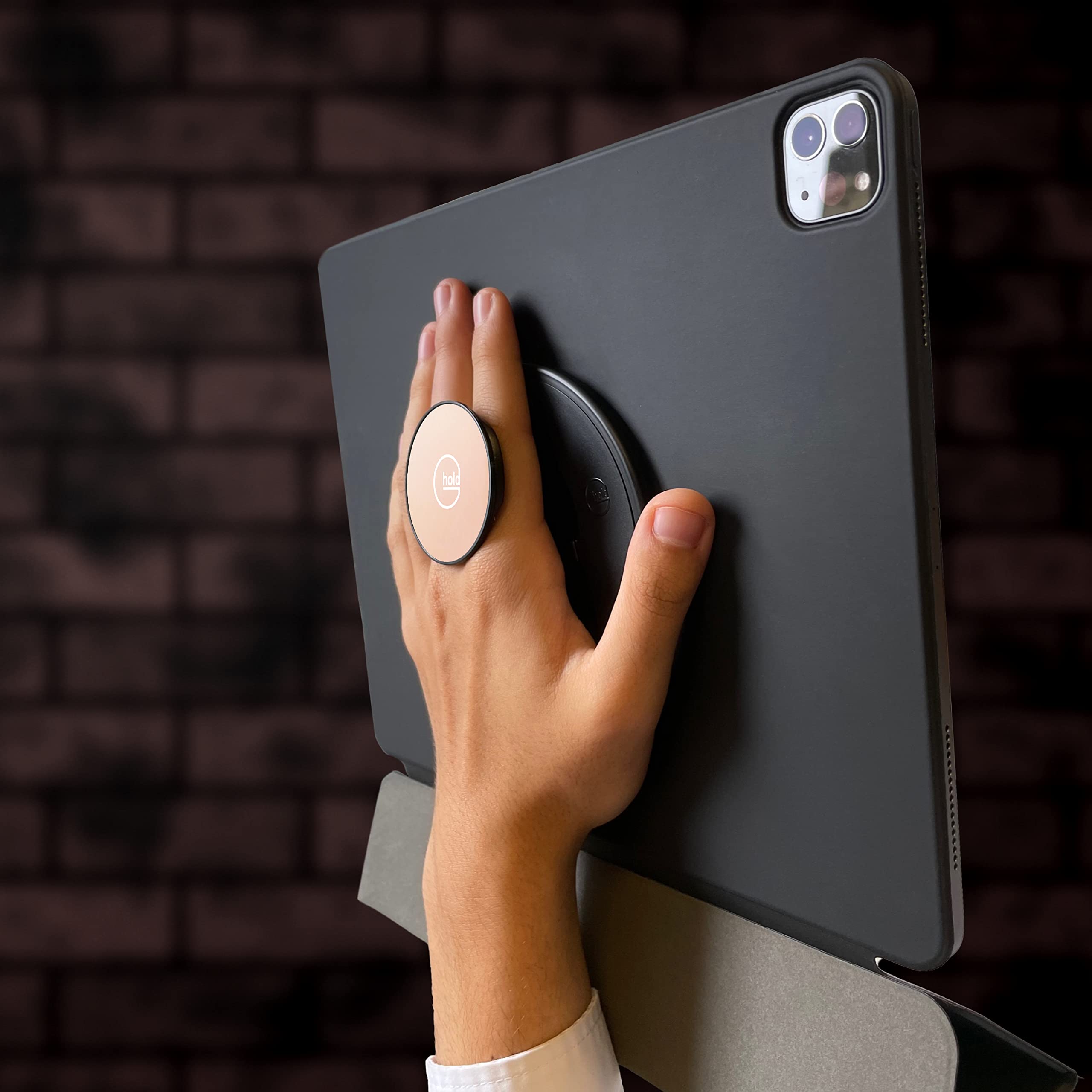 G-Hold® - Komfort-Tablet-Halterung funktioniert mit jedem Tablet, Tablet-Hülle, E-Reader, iPad – universell, ergonomisch, drehbar, flach zusammenklappbar und verstellbar (Roségold)