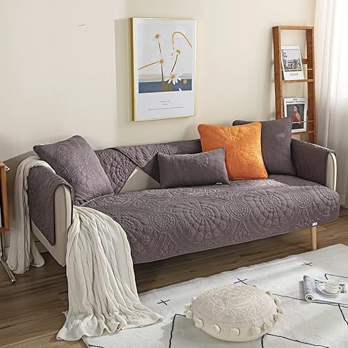 Miniatura 2 de Funda acolchada de algodón para sofá modular, diseño bohemio con círculo, bordado, color sólido, antideslizante, protector de muebles para perros,