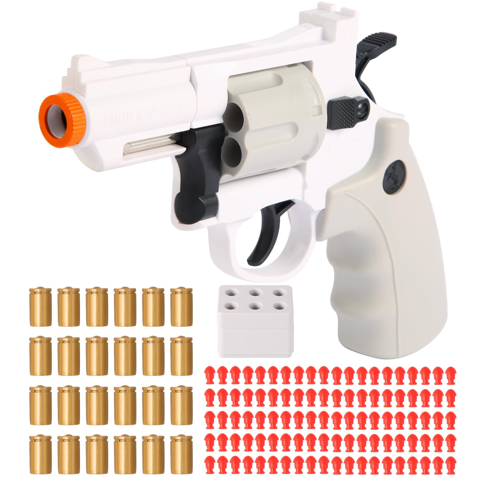 ASTM-Certified ZP5 Compact Toy Revolver: Quick Reload, 32ft Range, Durable ABS - Kid-Safe & Lightweight w/Speed Loader, 24 Shells & 100 Safe Bullets