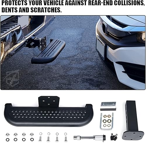 Miniatura 7 de Xprite Escalones de enganche de remolque de gran tamaño con cerraduras de enganche y tensor, enchufe receptor de remolque de 2 pulgadas, universal