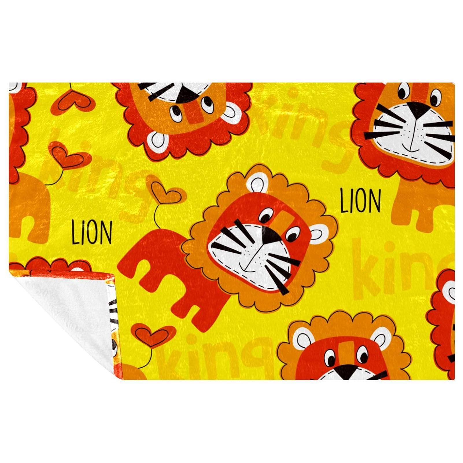 Couverture douce lion jaune pour pique-nique, camping et sorties plage