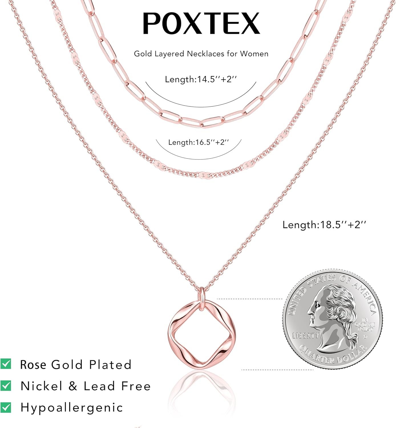 Layered Gold Necklaces for Women, Stackable Dainty 14K Gold Silver Plated Trendy Simple Heart Diamond Cross Bow Circle Pendant Paperclip Choker Dot Chain Necklace,Jewelry Set Gifts for Women - Image 5