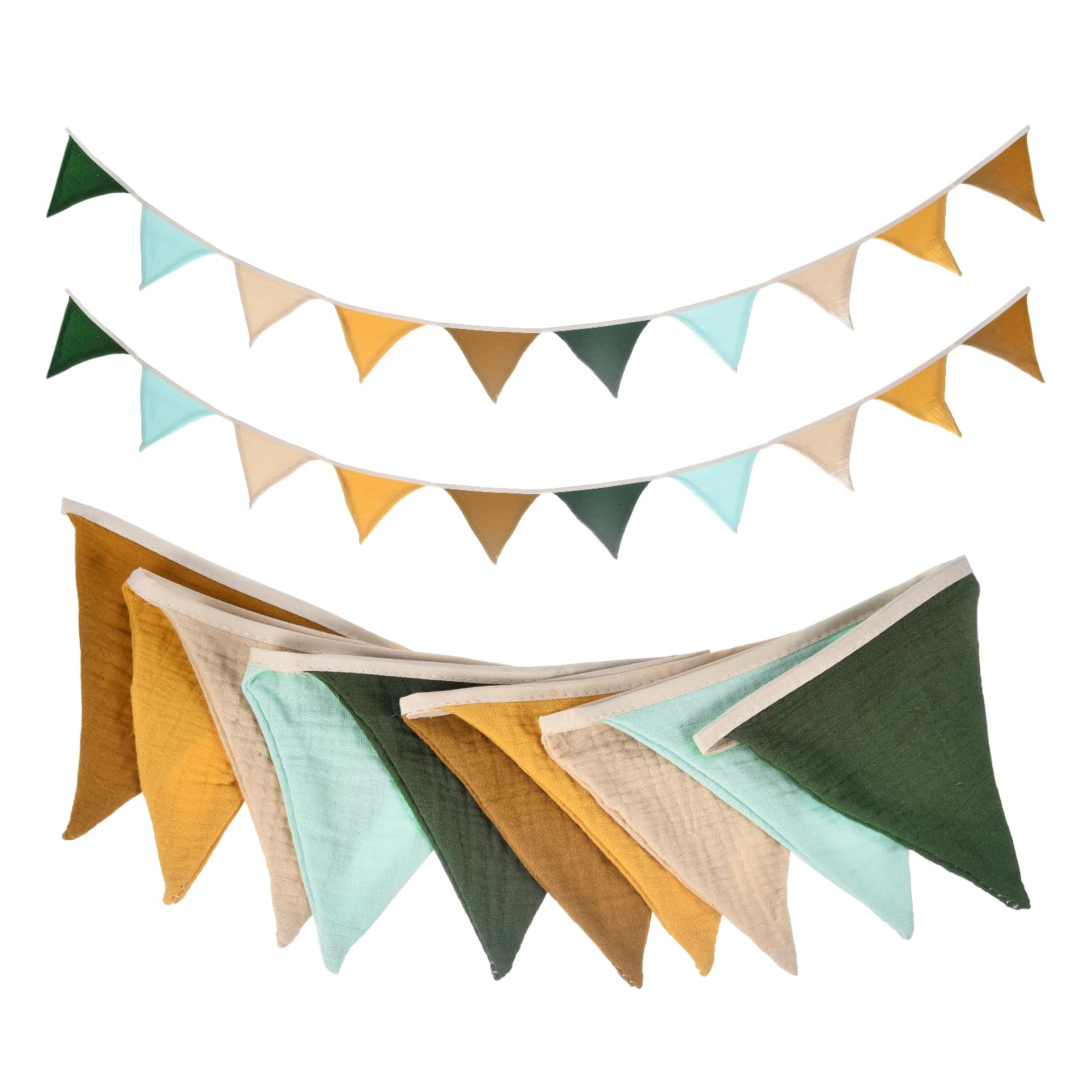 sourcing map 2 Pcs Pennant Banner Flags, 236cm x 12cm Cotton Fabric Triangle Flags Wall Decor for Picnic Wedding Christmas Outdoor Birthday Party BBQ Decorations, Mint Green