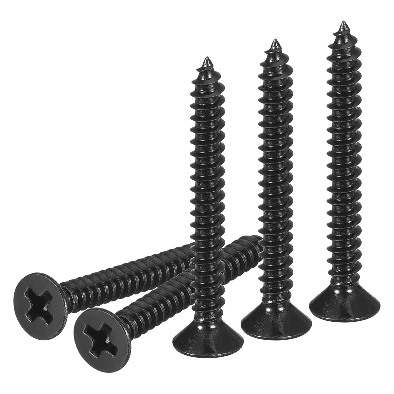 DTGN 100Pcs #6x1-1/4" Flat Head Wood Screws, 304 Stainless Steel Phillips Self Tapping Screws - Good for Woodworking Furniture - Black