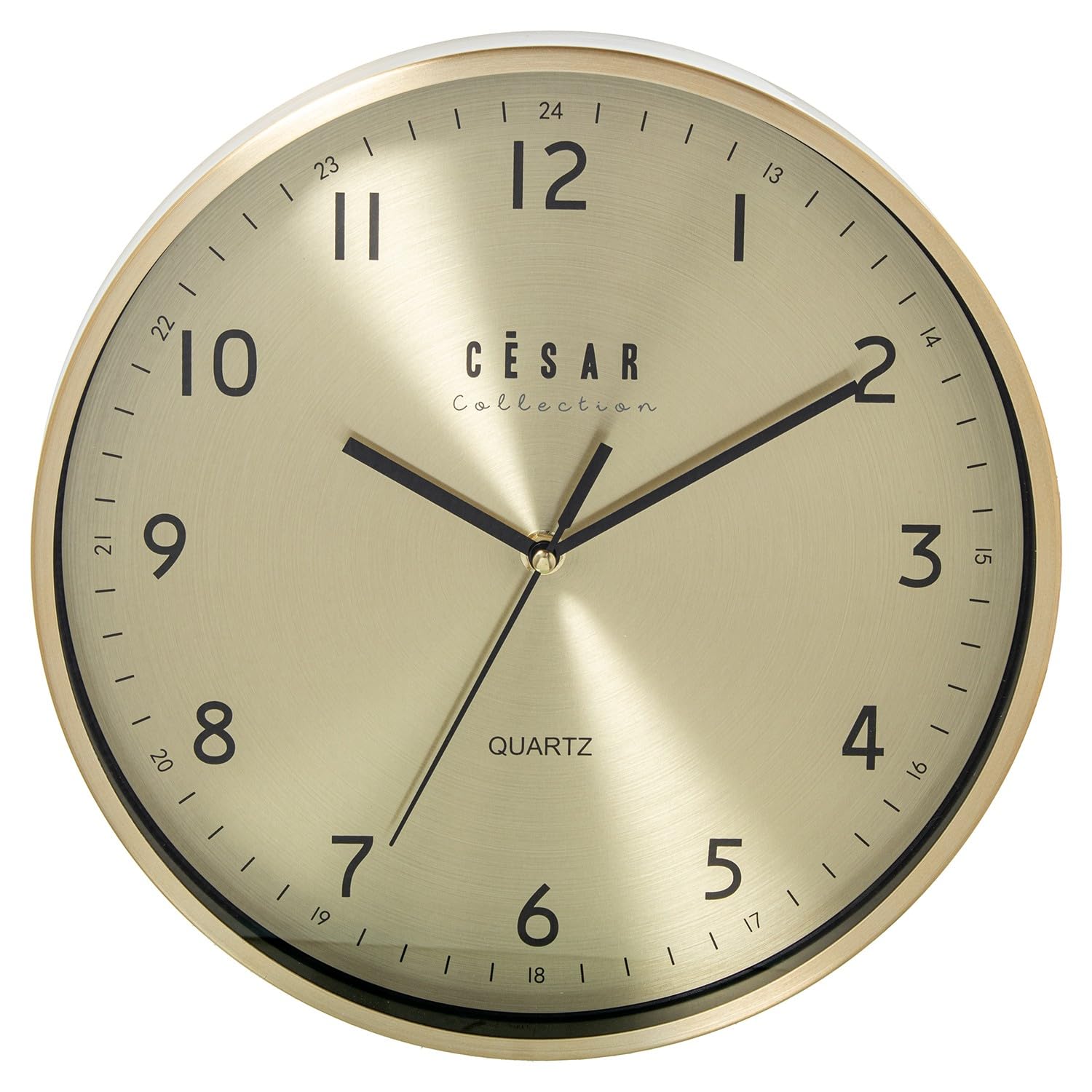 Horloge murale en aluminium DRW avec aiguilles dorées pour un design moderne de salon