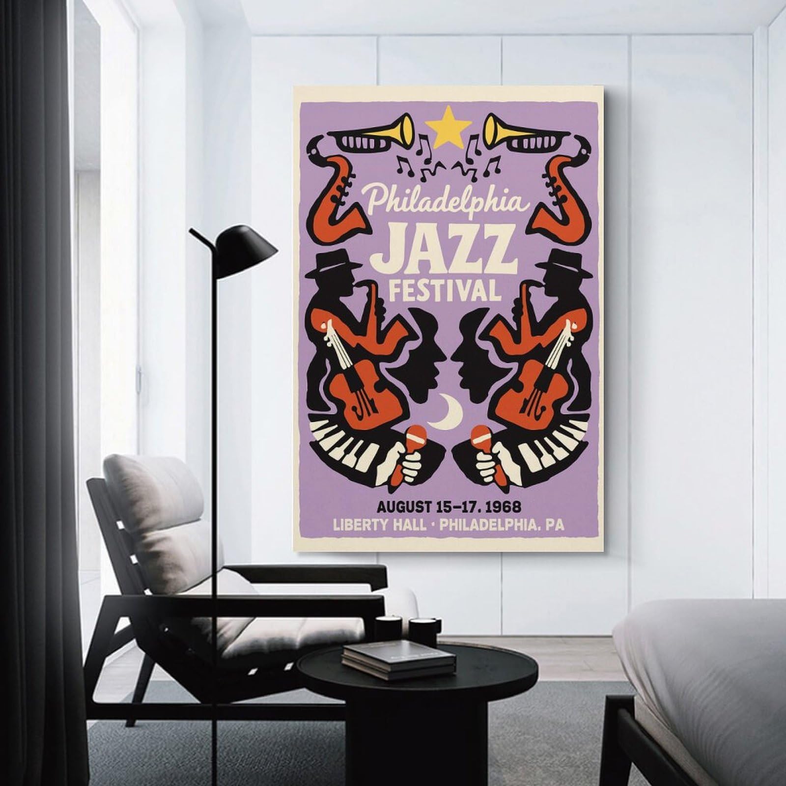 Junmoney Philadelphia Jazz Festival 1968 Home Decor Wall Art, 08x12inch(20x30cm), for Calm Bedrooms, Home Corners Or Flats, Canvas Wall Decor for Personal Spaces