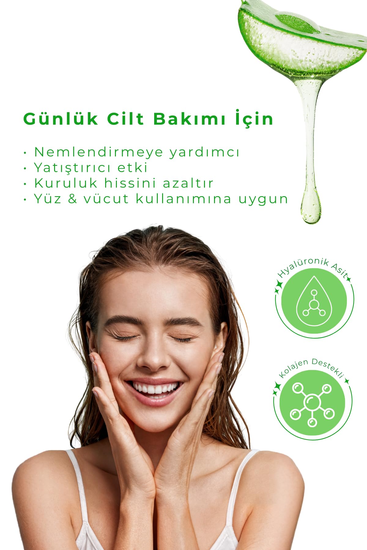 Bio Asia Aloe Vera Jel 250 ml - Kolajen & Hyalüronik Asit İle Yoğun Nemlendirici Formül