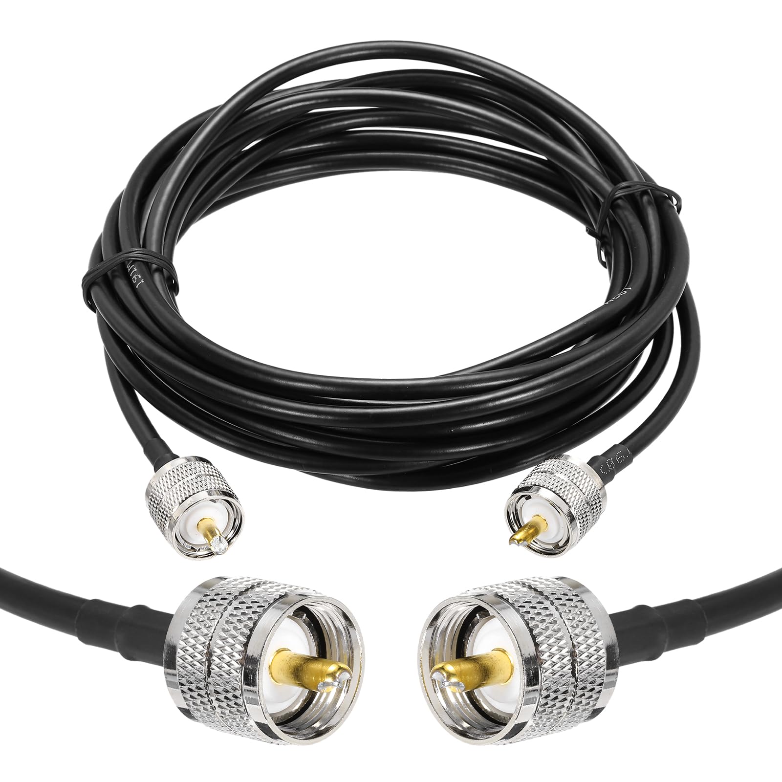 QUARKZMAN 1 szt. Kabel koncentryczny RG58 15ft/4,6 M, kabel koncentryczny UHF PL-259 Męski do męskiego 50 Ohm Kabel o niskiej stratności do radia CB, Ham Radio, Antena Analyzer