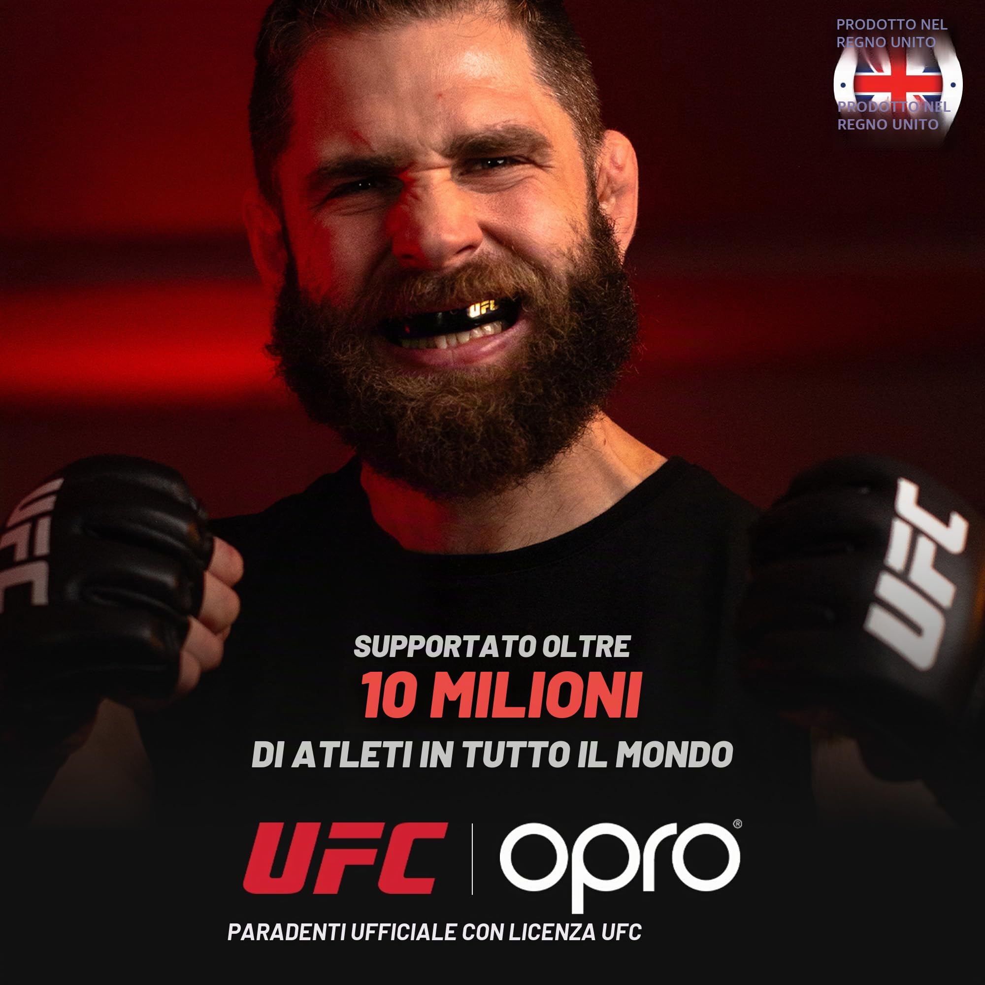 OPRO Paradenti Livello Oro - Aderenza Ottimale - Paradenti per Boxe, MMA, Rugby, Hockey - Protezione Dentale per Adulti e Bambini - Facile da Modellare - Con Garanzia Dentale