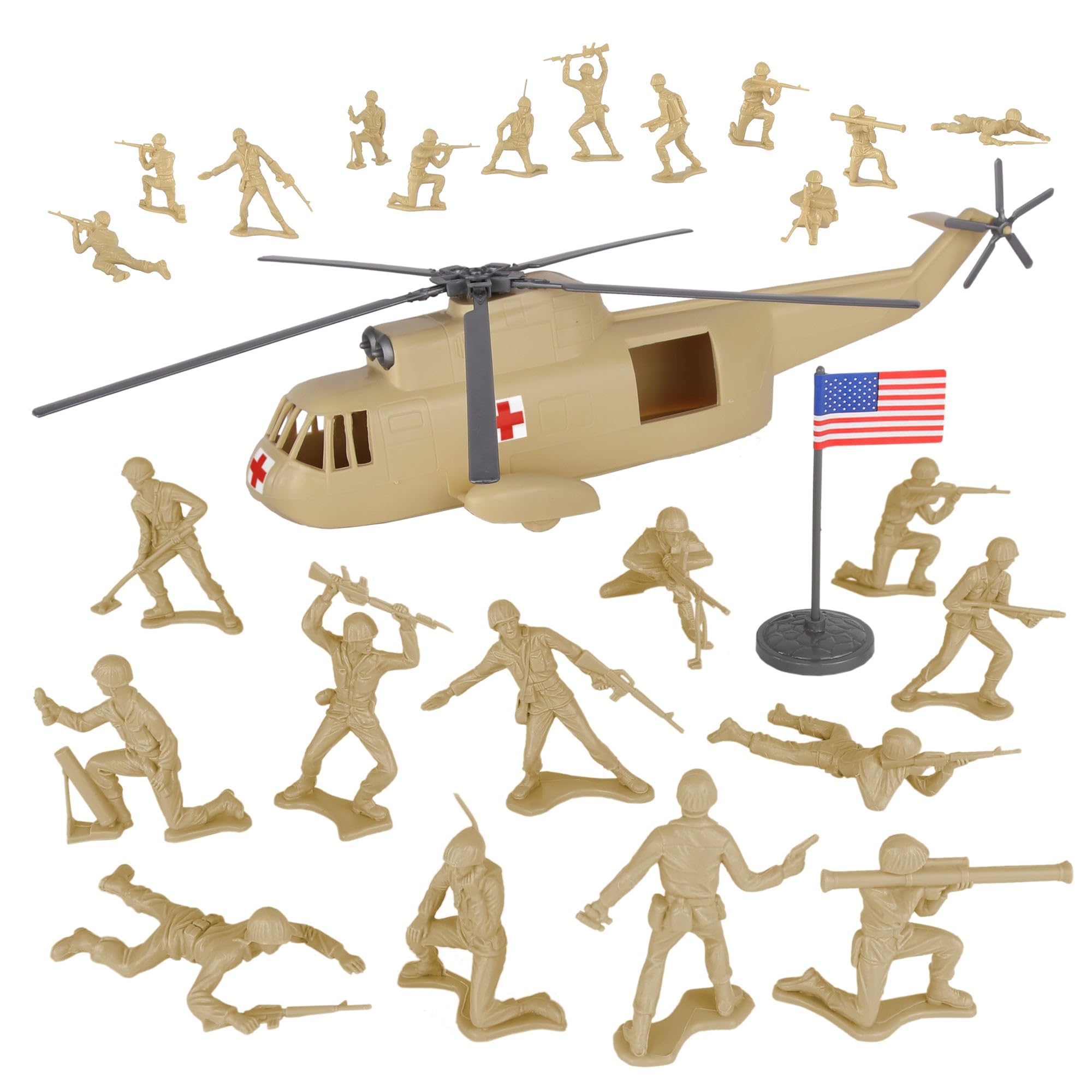 Amazon.com: TimMee Plastic Army Men Helicopter Playset - Tan 26pc