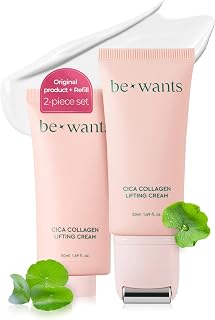 Bewants gua sha neck cream roller, korean neck cream with massage roller, rapid lift neck serum roll on, moisturizer for tightening skin with centella asiatica (2 Pack)