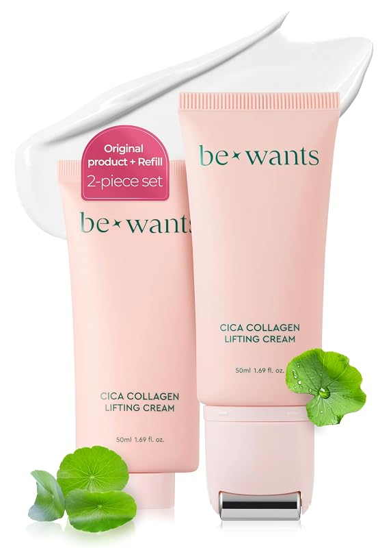 BE+WANTS Creme para Pescoço com Rolo de Massagem Gua Sha e Centella Asiatica, Pacote com 2